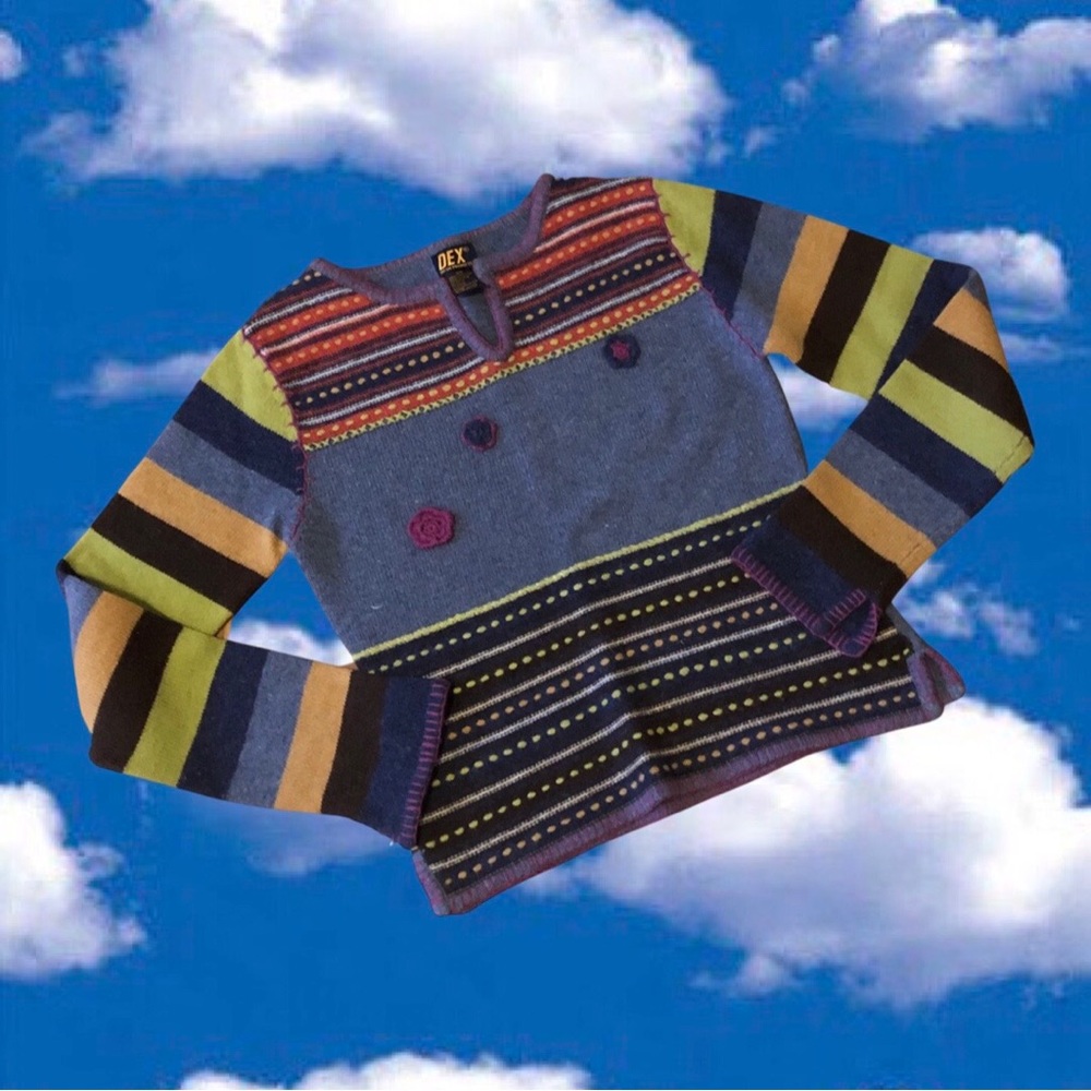 *Y2K Wool Striped Sweater With Yarn Detail*